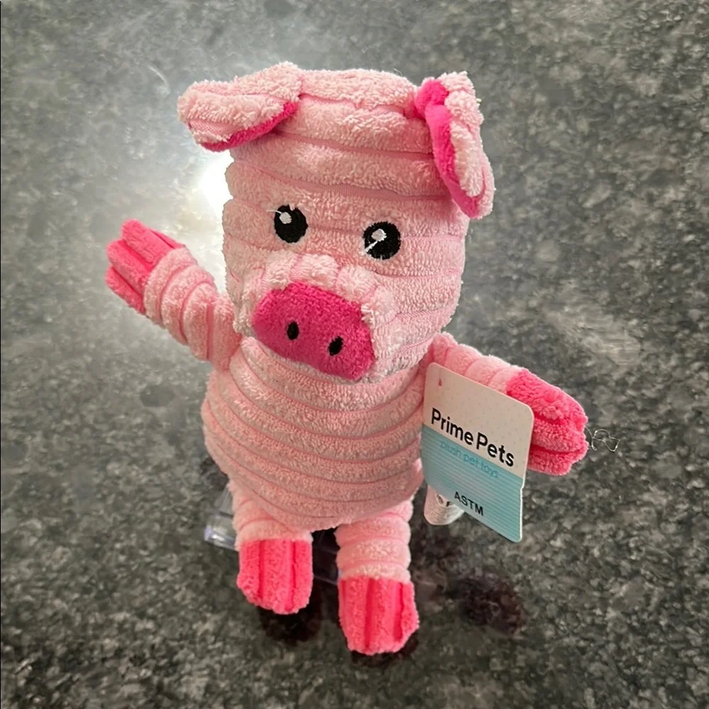 Prime Pets Dog Toy Adorable Pink Pig Plush Squeaky Toy 7